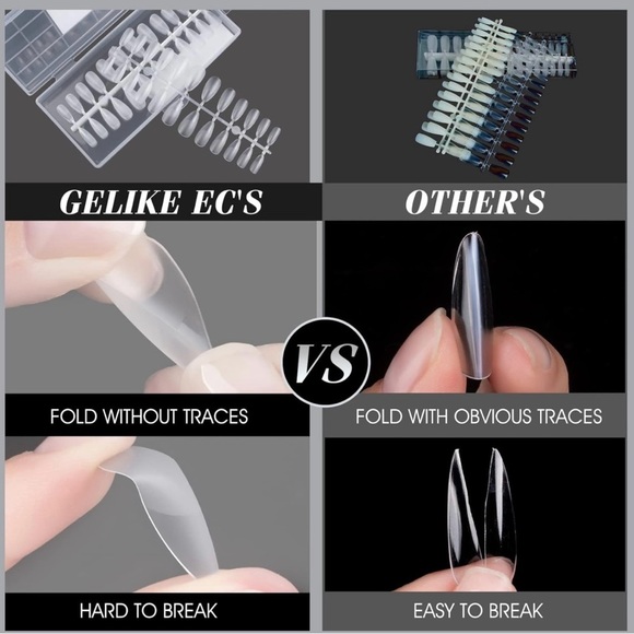 Almond Nail Tips Matte Medium Almond Full Cover Gel False Nails Tips 204 Pcs - Picture 4 of 4